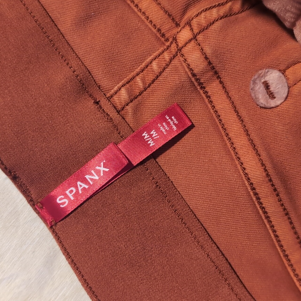 Spanx Womens Medium Tummy Control Shorts Red Clay Color Stretch Waist Khaki - Picture 2 of 8